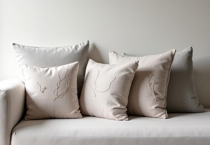 Cuscini ricamati design minimalista italiano